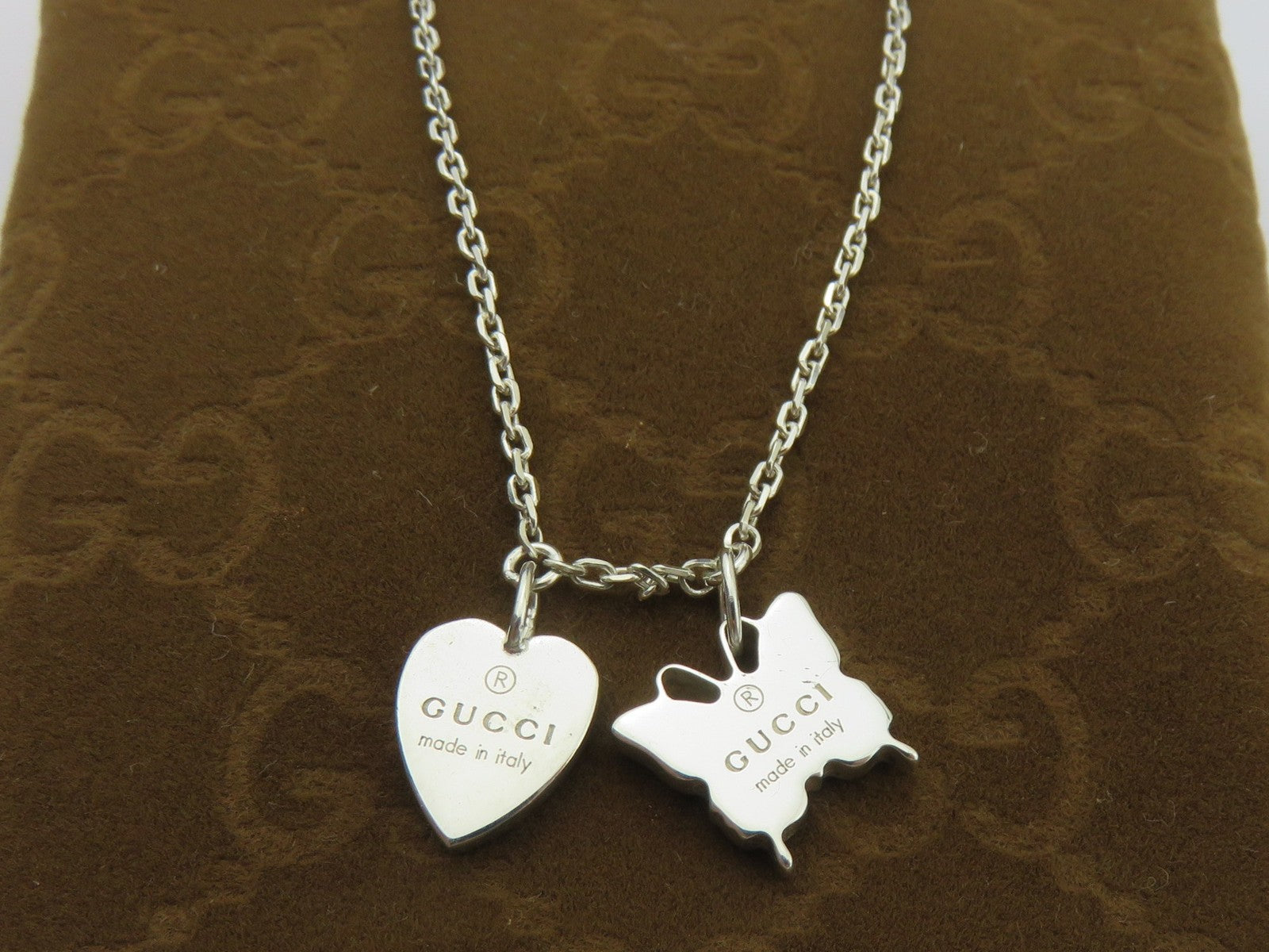 Gucci Sterling Silver Heart and Butterfly Pendant Price Includes US Tariff