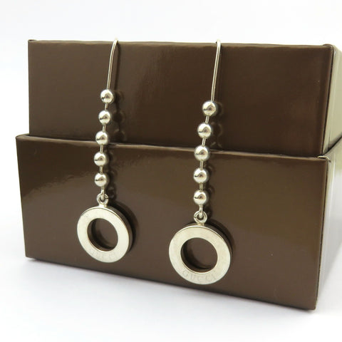 Gucci Circle Drop Dangle Earrings 925 Sterling Silver Authentic w/ Box Italy
