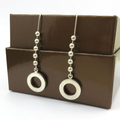 Gucci Circle Drop Dangle Earrings 925 Sterling Silver Authentic w/ Box Italy
