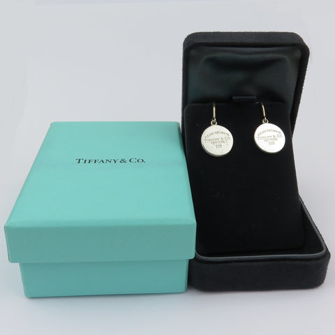 TIFFANY & CO 925 Silver Return to Tiffany Round Dangle Earrings Authentic w/ Box