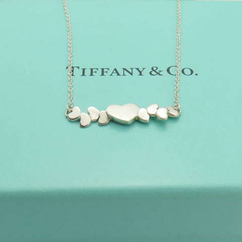 TIFFANY & CO 925 Sterling Silver Modern Hearts Pendant Necklace Authentic