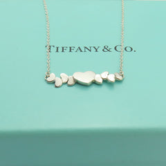 TIFFANY & CO 925 Sterling Silver Modern Hearts Pendant Necklace Authentic