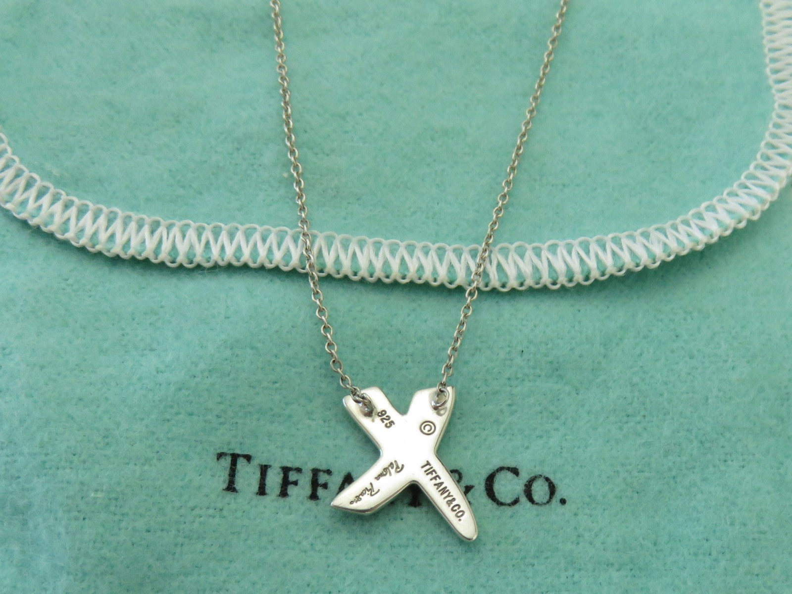 TIFFANY & CO Sterling Silver Kiss X Pendant Necklace Price Includes US Tariff