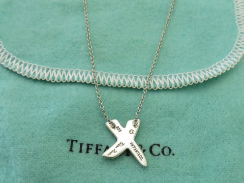TIFFANY & CO Sterling Silver Kiss X Pendant Necklace Price Includes US Tariff