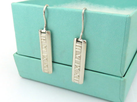 TIFFANY & CO Sterling Silver Atlas Bar Dangle Earrings Price Includes US Tariff