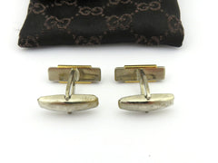 Gucci Vintage Gold Silver Tone Metal GG Logo Cufflinks Price Includes US Tariff