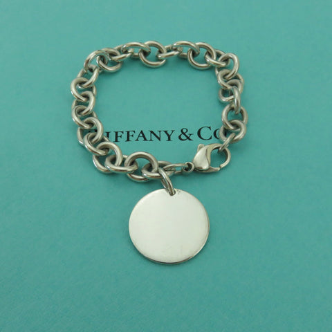 TIFFANY & CO 925 Silver Return to Tiffany Round Bold Link Bracelet w/ Pouch Bag