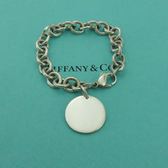 TIFFANY & CO 925 Silver Return to Tiffany Round Bold Link Bracelet w/ Pouch Bag