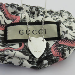 Gucci 925 Sterling Silver Trademark Heart Pendant Necklace Authentic with Pouch