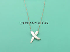 TIFFANY & CO Sterling Silver Kiss X Pendant Necklace Price Includes US Tariff