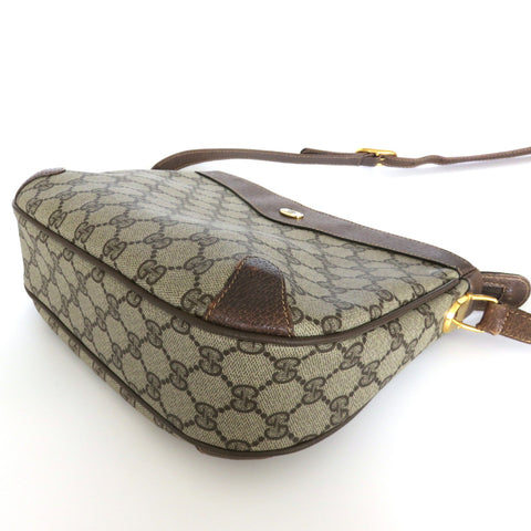 Vintage GUCCI Brown GG Monogram Canvas Leather Unisex Cross Body Bag Authentic