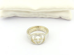 GUCCI Sterling Silver Interlocking G Logo Ring 4.75 Price Includes US Tariff