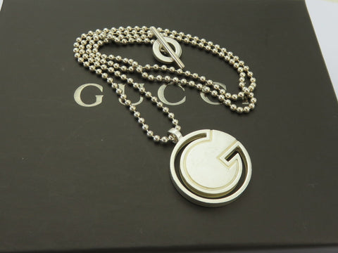 Gucci Sterling Silver G Logo Ball Chain Toggle Pendant Price Includes US Tariff