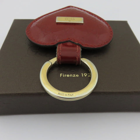 Gucci Red Patent Leather Heart Keyring Bag Charm Authentic with Box Pouch