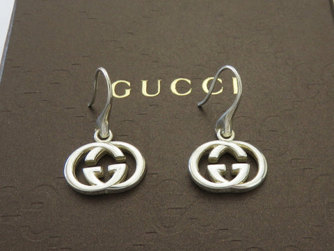 Gucci Sterling Silver Interlocking G Dangle Earrings Price Includes US Tariff