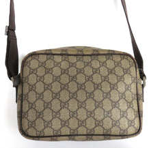 Authentic GUCCI Brown GG Monogram Canvas Leather Unisex Cross Body Bag Purse