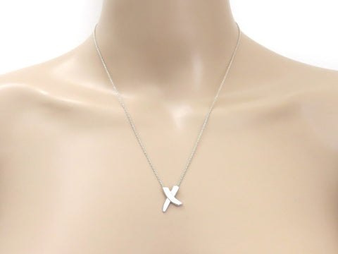 TIFFANY & CO Sterling Silver Kiss X Pendant Necklace Price Includes US Tariff