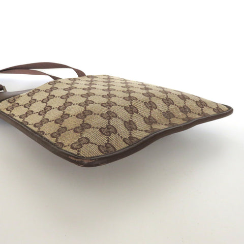 GUCCI Brown GG Monogram Canvas Leather Unisex Cross Body Bag Purse Authentic