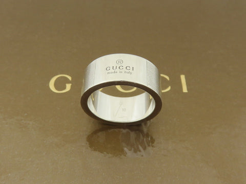 GUCCI Sterling Silver Trademark Band Logo Ring Size 5 Price Includes US Tariff