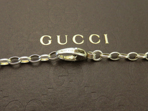 Gucci Sterling Silver Interlocking G Logo Oval Link Unisex Pendant Necklace