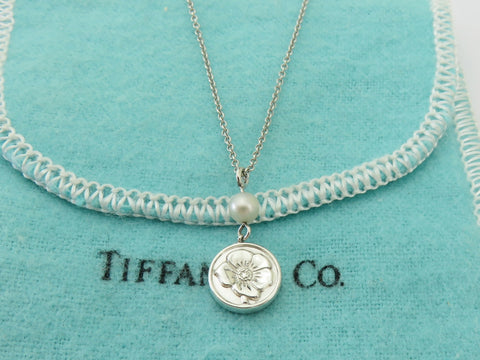 TIFFANY & CO Sterling Silver Pearl Nature Rose Pendant Price Includes US Tariff