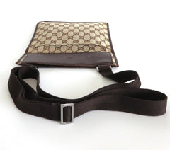 GUCCI Brown GG Monogram Canvas Leather Unisex Cross Body Bag Purse Authentic