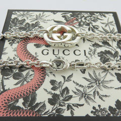 Gucci 925 Silver Interlocking G Oval Link Unisex Necklace Authentic w/ Box Pouch