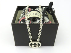 Gucci Sterling Silver Interlocking G Oval Link Pendant Price Includes US Tariff