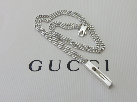 Gucci Sterling Silver Stencil G Logo Pendant Necklace Price Includes US Tariff