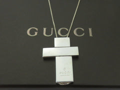 Gucci Sterling Silver Large Cross Long Chain Pendant Price Includes US Tariff