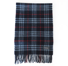 Burberry Navy Check Lambswool Scarf Price Includes US Tariff
