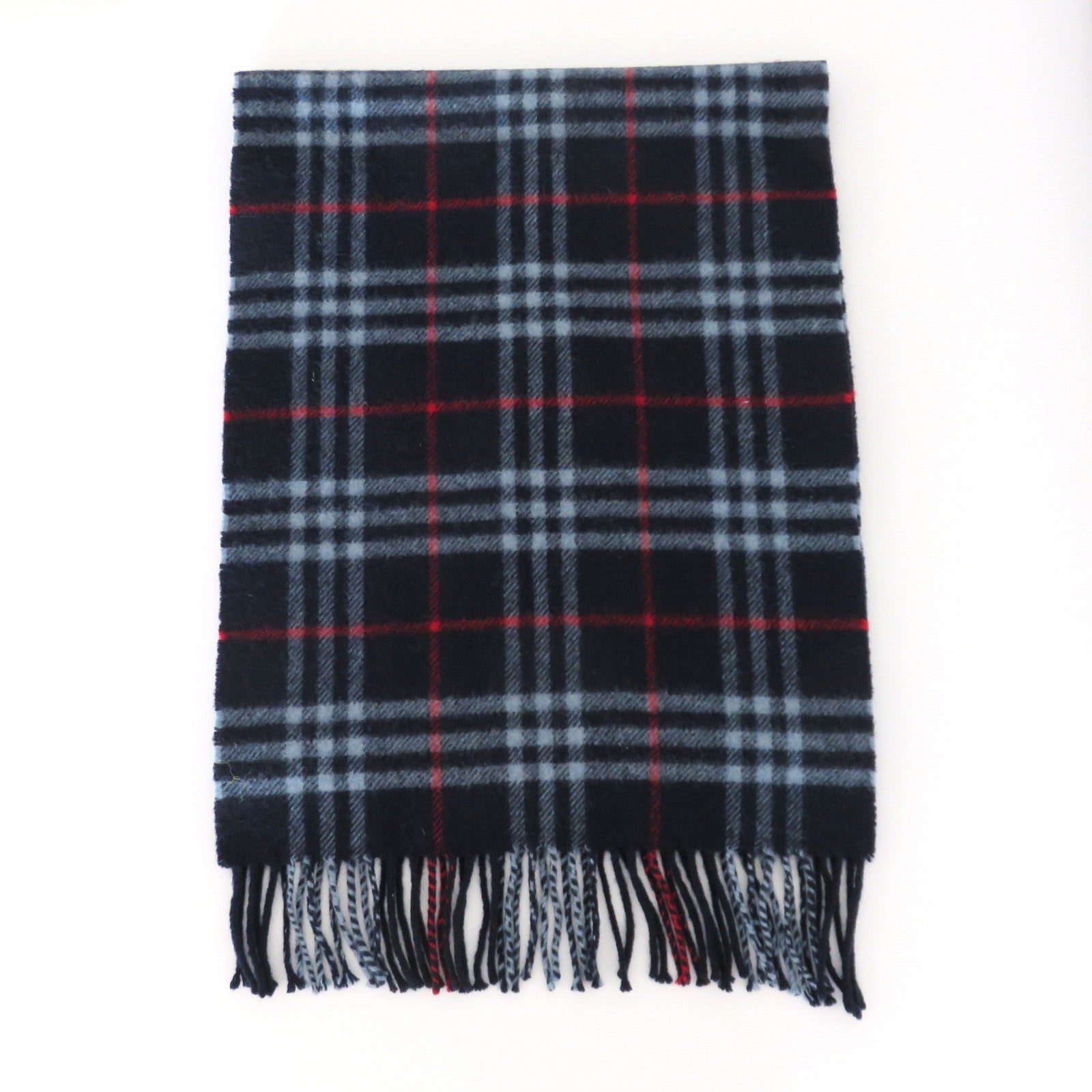 Burberry Navy Check Lambswool Scarf Price Includes US Tariff