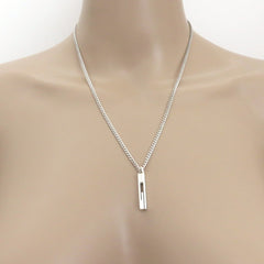Gucci 925 Silver Stencil G Logo Unisex Pendant Necklace Authentic with Box