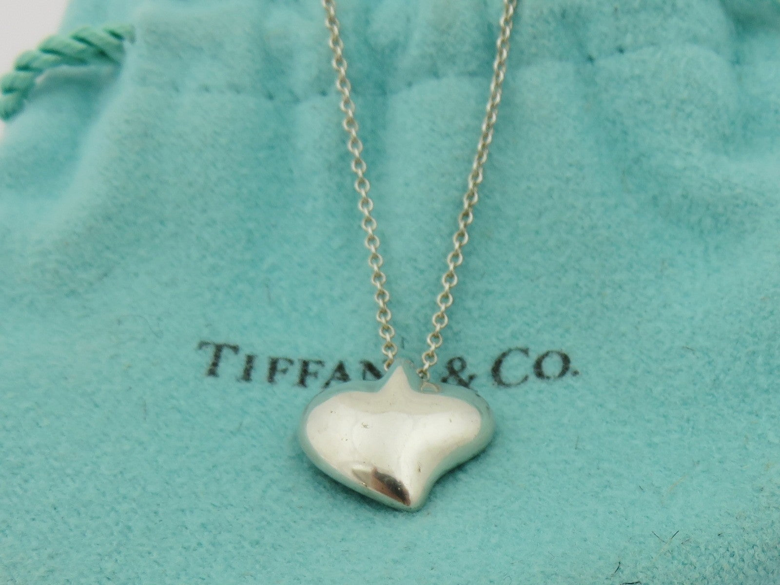 TIFFANY & CO Sterling Silver Carved Heart Pendant Price Includes US Tariff