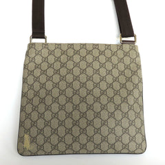 GUCCI Brown GG Monogram Canvas Leather Unisex Cross Body Bag Purse Authentic
