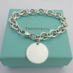 TIFFANY & CO 925 Silver Return to Tiffany Round Bold Link Bracelet Authentic