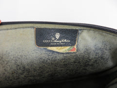 GUCCI Vintage Navy Blue Grey GG Monogram Canvas Leather Cross Body Bag Authentic