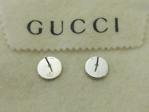 Gucci Sterling Silver Red Enamel GG Round Earrings Rare Price Includes US Tariff