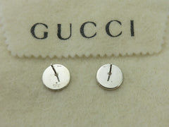 Gucci Sterling Silver Red Enamel GG Round Earrings Rare Price Includes US Tariff