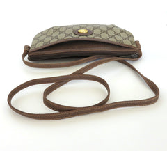 GUCCI Vintage Brown GG Monogram Canvas Leather Small Cross Body Shoulder Bag