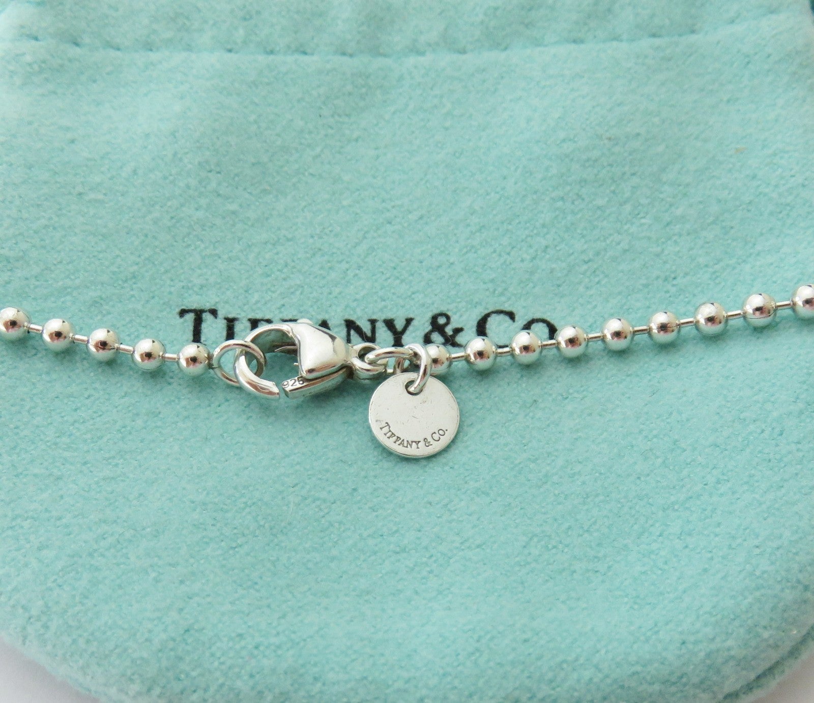 Authentic TIFFANY & CO Silver Return to Tiffany Heart Long Beaded Chain Necklace