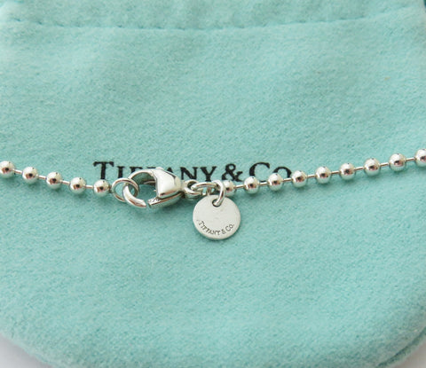 Authentic TIFFANY & CO Silver Return to Tiffany Heart Long Beaded Chain Necklace