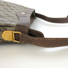 Vintage GUCCI Brown GG Monogram Canvas Leather Unisex Cross Body Bag Authentic