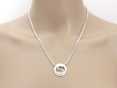 Gucci Sterling Silver Interlocking G Logo Round Pendant Price Includes US Tariff
