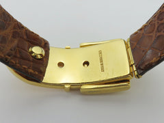 GUCCI Brown Leather Gold Tone Metal Belt Bangle Price Includes US Tariff