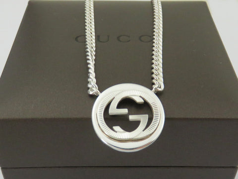 Gucci Sterling Silver Interlocking G Logo Round Pendant Price Includes US Tariff