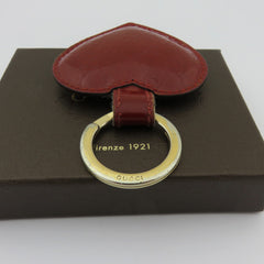 Gucci Red Patent Leather Heart Keyring Bag Charm Authentic with Box Pouch