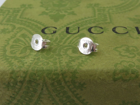 GUCCI Sterling Silver Trademark Heart Tag Earrings Price Includes US Tariff