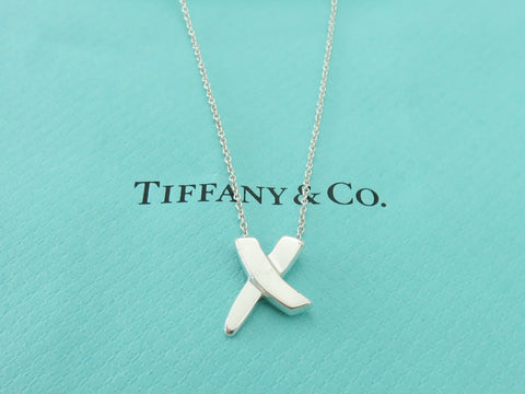 TIFFANY & CO Sterling Silver Kiss X Pendant Necklace Price Includes US Tariff