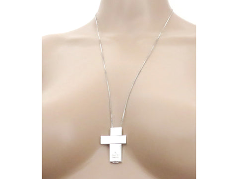Gucci Sterling Silver Large Cross Long Chain Pendant Price Includes US Tariff